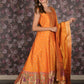 Rajwada Mustard Woven Long Stitched Kurta Set With Dupatta For Women