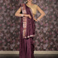 Rajwada Purple Woven Silk Blend Saree With Unstitched Blouse For Women