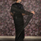 Rajwada Black Net Embroidered Saree with Unstitched Blouse for Women