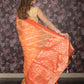 Rajwada Orange Foil Printed Net Saree With Unstitched Blouse For Women