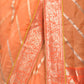 Rajwada Orange Foil Printed Net Saree With Unstitched Blouse For Women