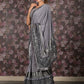 Rajwada Grey Embellished Lycra Saree With Unstitched Blouse For Women