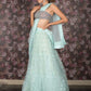Rajwada Sea Green Embroidered Semi Stitched Net Lehenga with Untitched Blouse For Women