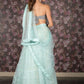 Rajwada Sea Green Embroidered Semi Stitched Net Lehenga with Untitched Blouse For Women