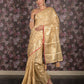 Rajwada Beige Silk Blend Woven Saree with Unstitched Blouse for Women