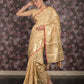 Rajwada Beige Silk Blend Woven Saree with Unstitched Blouse for Women