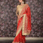 Rajwada Red Gold Zari Embroidered Georgette Saree with Unstitched Blouse for Women