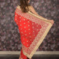 Rajwada Red Gold Zari Embroidered Georgette Saree with Unstitched Blouse for Women