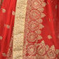 Rajwada Red Gold Zari Embroidered Georgette Saree with Unstitched Blouse for Women