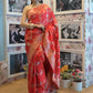 Rajwada Red Silk Blend Woven Saree with Unstitched Blouse for Women