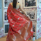 Rajwada Red Silk Blend Woven Saree with Unstitched Blouse for Women