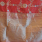 Rajwada Red Silk Blend Woven Saree with Unstitched Blouse for Women