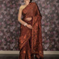 Rajwada Brown Embroidered Crepe Saree With Unstitched Blouse For Women