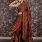 Rajwada Brown Embroidered Crepe Saree With Unstitched Blouse For Women