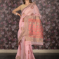 Rajwada Light Pink Cotton Blend Woven Saree with Unstitched Blouse for Women