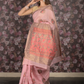 Rajwada Light Pink Cotton Blend Woven Saree with Unstitched Blouse for Women