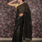 Rajwada Black and Gold Sequins Embroidered Georgette Saree with Unstitched Blouse for Women