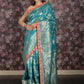 Rajwada Teal Ethnic Banarasi Silk Saree with Unstitched Blouse for Women
