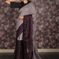 Rajwada Dark Purple Sequins Embroidered Crepe Saree with Unstitched Blouse for Women