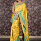 Rajwada Yellow Banarasi Silk Embroidered Woven Saree with Unstitched Blouse for Women
