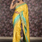Rajwada Yellow Banarasi Silk Embroidered Woven Saree with Unstitched Blouse for Women