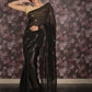 Rajwada Black Woven Chiffon Saree Without Blouse for Women