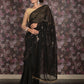 Rajwada Black Woven Chiffon Saree Without Blouse for Women