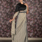 Rajwada Grey Crushed Crepe Saree with Unstitched Blouse and Waist Belt for for Women