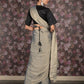 Rajwada Grey Crushed Crepe Saree with Unstitched Blouse and Waist Belt for for Women