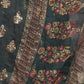 Rajwada Dark Green Block Printed Cotton Blend Saree with Unstitched Blouse for Women
