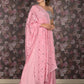 Rajwada Pink Crushed Crepe Embellished Saree with Unstitched Blouse for Women