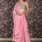 Rajwada Pink Crushed Crepe Embellished Saree with Unstitched Blouse for Women