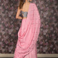 Rajwada Pink Crushed Crepe Embellished Saree with Unstitched Blouse for Women