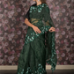 Rajwada Green Floral Embroidered Organza Saree with Unstitched Blouse for Women