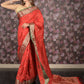 Rajwada Red Silk Blend Saree With Unstitched Blouse For Women