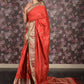 Rajwada Red Silk Blend Saree With Unstitched Blouse For Women