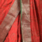Rajwada Red Silk Blend Saree With Unstitched Blouse For Women