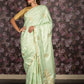 Rajwada Light Green Woven Satin Saree With Unstitched Blouse For Women