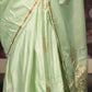 Rajwada Light Green Woven Satin Saree With Unstitched Blouse For Women