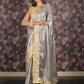 Rajwada Grey Shimmer Polyester Embroidered Saree with Unstitched Blouse for Women
