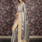 Rajwada Grey Shimmer Polyester Embroidered Saree with Unstitched Blouse for Women