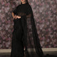 Rajwada Black Georgette Sequins Saree with Unstitched Blouse & Belt for Women