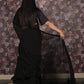 Rajwada Black Georgette Sequins Saree with Unstitched Blouse & Belt for Women