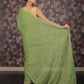 Rajwada Green Crushed Cotton Blend Saree With Unstitched Blouse For Women