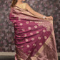 Rajwada Purple Silk Blend Saree With Unstitched Blouse For Women