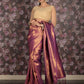 Rajwada Purple Woven Silk Blend Saree With Unstitched Blouse For Women