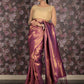Rajwada Purple Woven Silk Blend Saree With Unstitched Blouse For Women