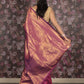 Rajwada Purple Woven Silk Blend Saree With Unstitched Blouse For Women