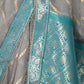Rajwada Grey Printed Soft Net Saree with Unstitched Blouse for Women