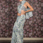Rajwada Light Green Sequins Embroidered Printed Georgette Saree with Unstitched Blouse for Women